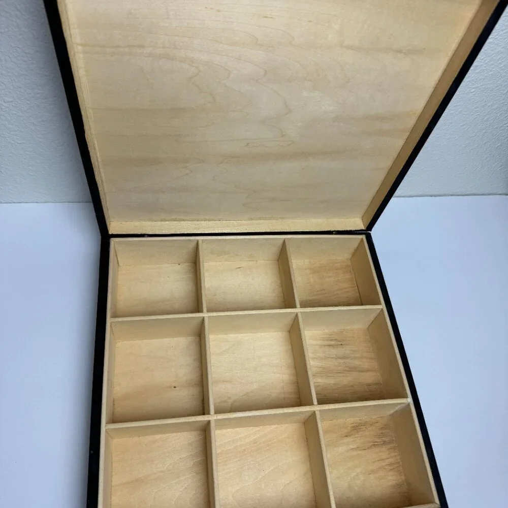 Wooden Tea bag Box Storage Organizer Hand Painted 